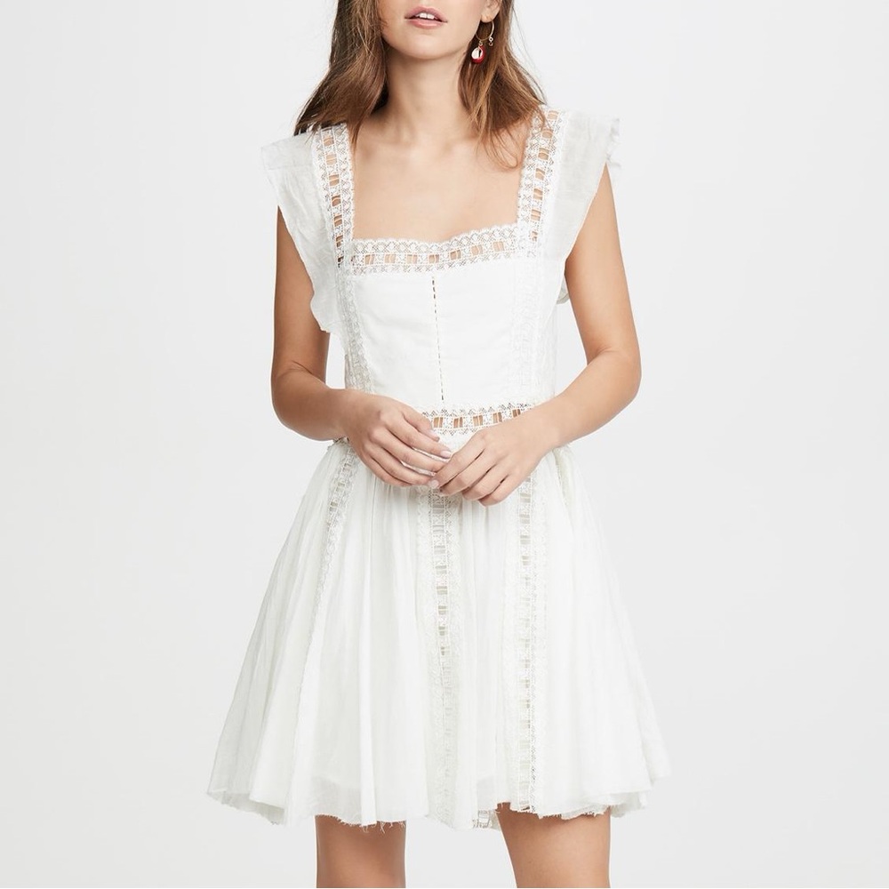 Free People Verona Lace Trim Minidress Ivory